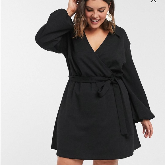 Black Short Wrap Dress - Picture 3 of 3